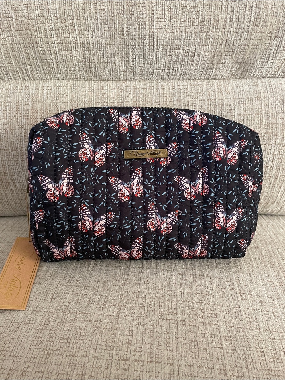 Quilted Butterfly Cosmetic Bag